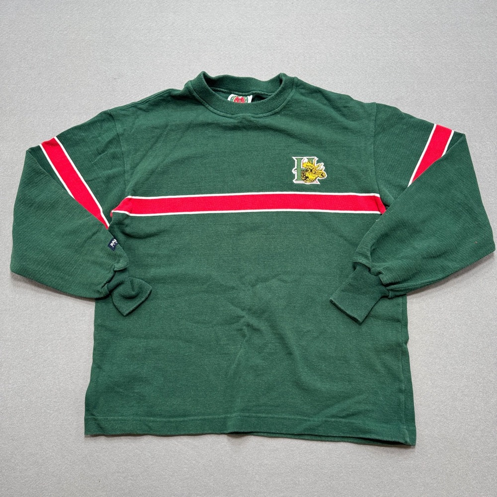 Vintage Barbarian Rugby Wear Shirt Men's Large Green Long Sleeve Heavyweight